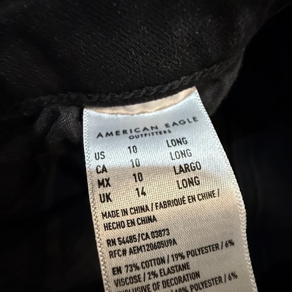 American Eagle Jegging Womens 10 Long Black Super High Rise Crop Stretch 29x28 - Picture 6 of 9